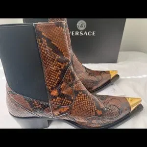 24k Tip Versace Boots VERSACE GOTHIC SIGNS 24k GOLD PLATED MEDUSA TIPS BLACK  main image 3